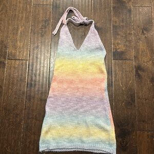 princess polly halter rainbow sweater dress